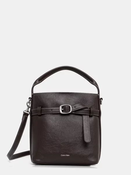 Geanta crossbody Calvin Klein din piele cu cataramă maro
