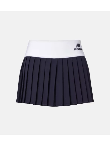 Jersey pliszírozott rakott szoknya Miu Miu kék