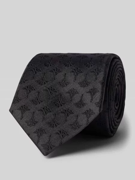 Krawat z jedwabiu ze wzorem na całej powierzchni 8 cm Joop! Collection czarny