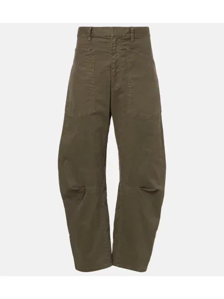 Pantaloni Nili Lotan din țesătură twill maro