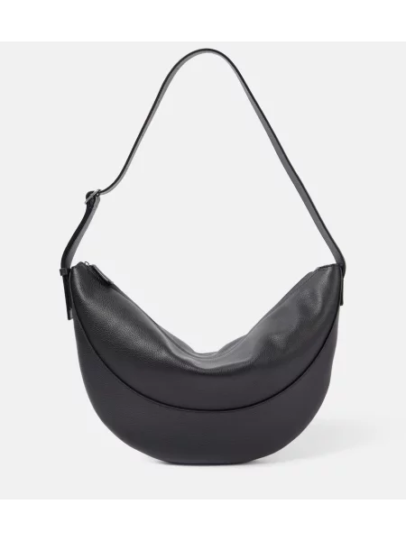 Geanta de piele The Row din piele negru