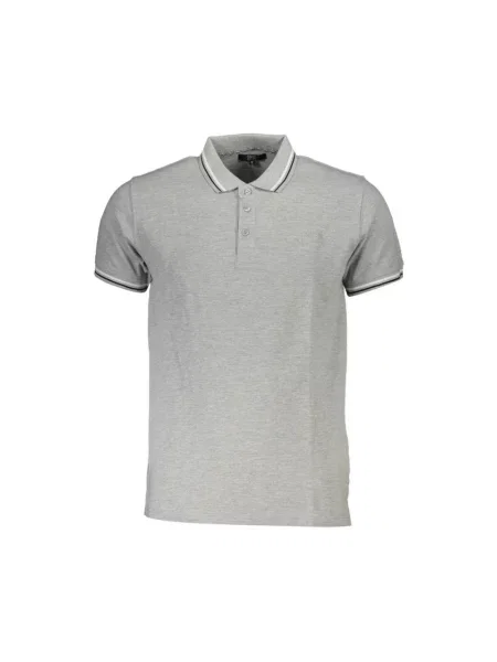 Haftowana koszulka polo Cavalli Class z krótkim rękawem szara