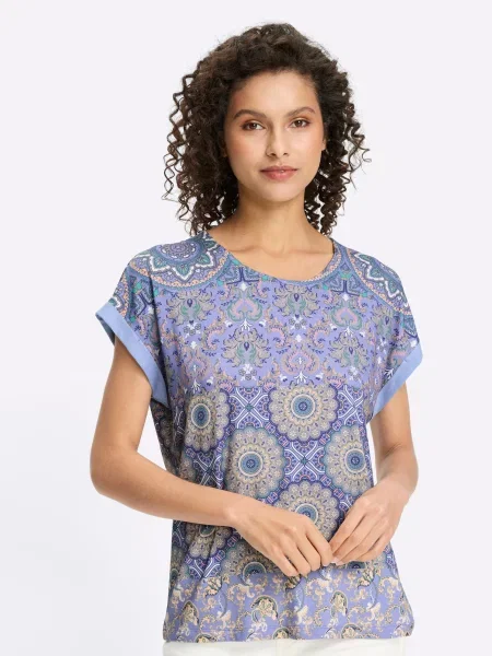 Heine Tricou ecru roz albastru
