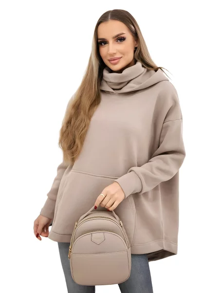 Zateplená mikina se vzadu tmavě béžová