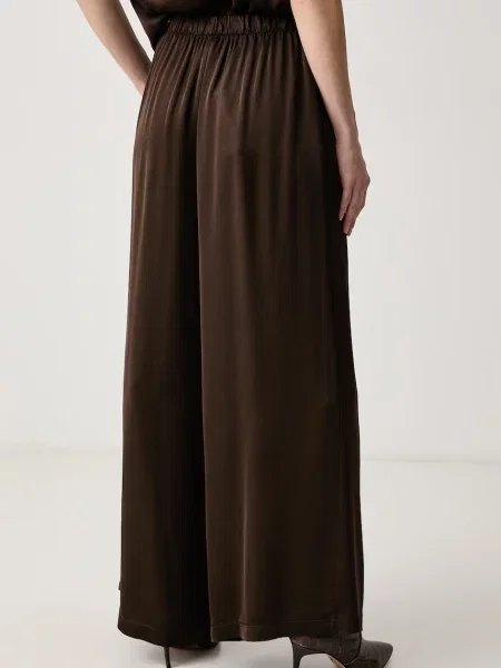Haveone spodnie wide leg z brązowe