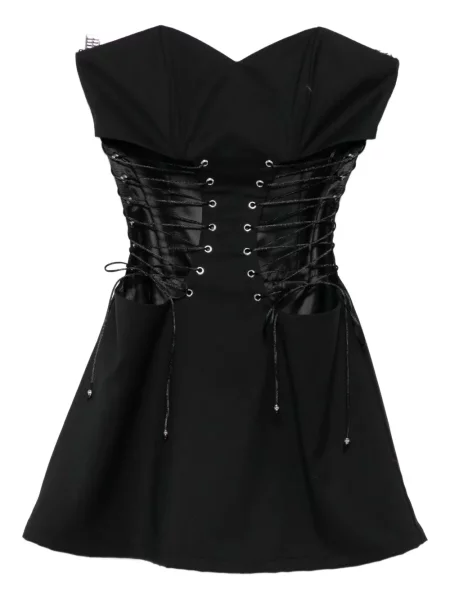 Rochie mini Vestiaire D'un Oiseau Libre cu șireturi din dantelă de costum negru
