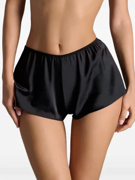Pantaloni scurți Scandale cu broderie din satin negru