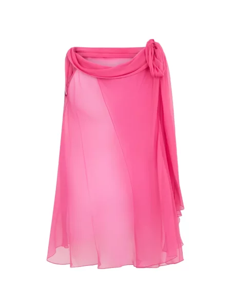 Fustă midi Alberta Ferretti de mătase roz
