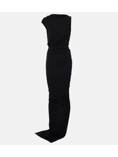 Rochie maxi Rick Owens din jerseu drapată de costum negru