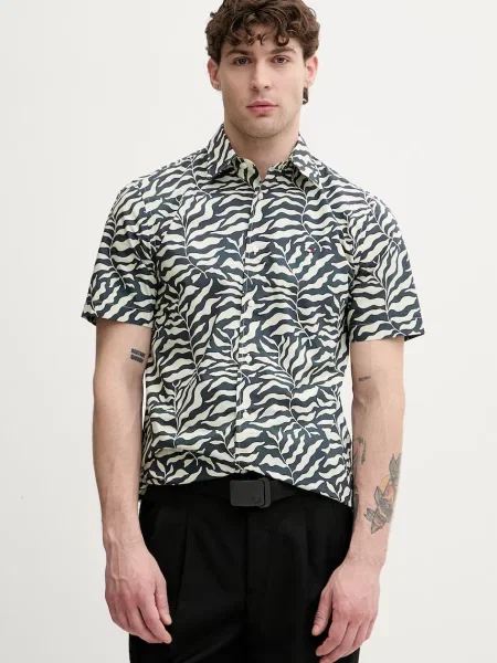 Tommy Hilfiger Cămașă PAPERTOUCH PALM negru