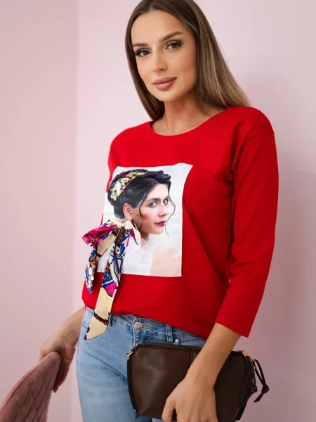 Bluzka Kesi z kokardką czerwona