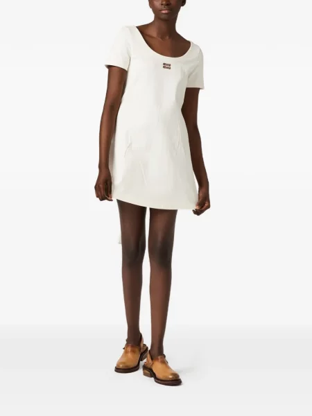 Rochie mini Miu Miu din jerseu alb