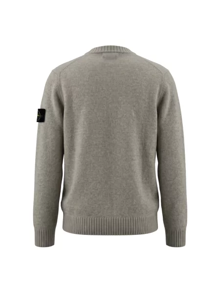 Sweter Stone Island wełniany z kamieniami brązowy