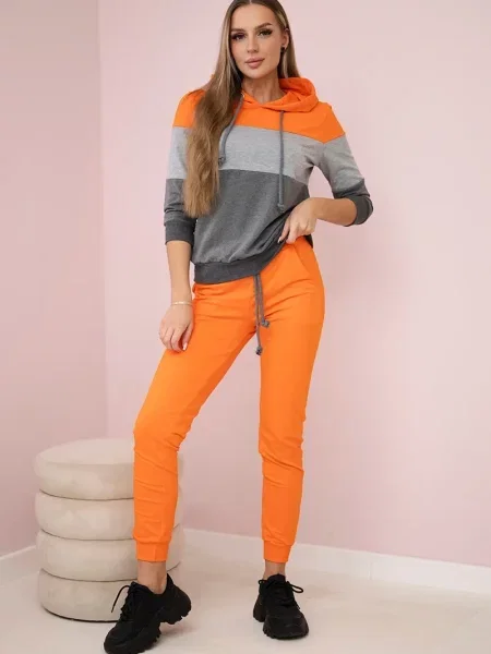 Komplet dresowy Kesi w paski pomarańczowy