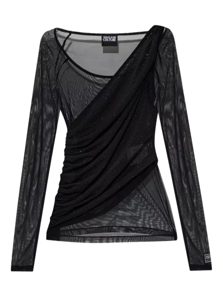 Top Versace Jeans Couture drapat negru