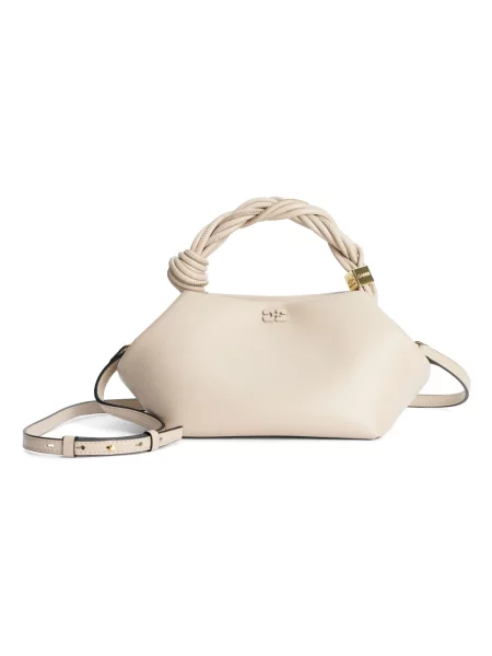 Torebka crossbody Ganni z klapami beżowa