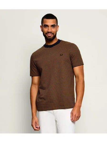 Póló FRED PERRY Fine Stripe Heavyweight Tshirt Dark Caramel M