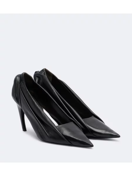 Pantofi cu toc Khaite din piele drapate negru