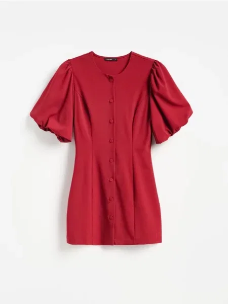 Reserved Rochie cu mâneci bufante maro