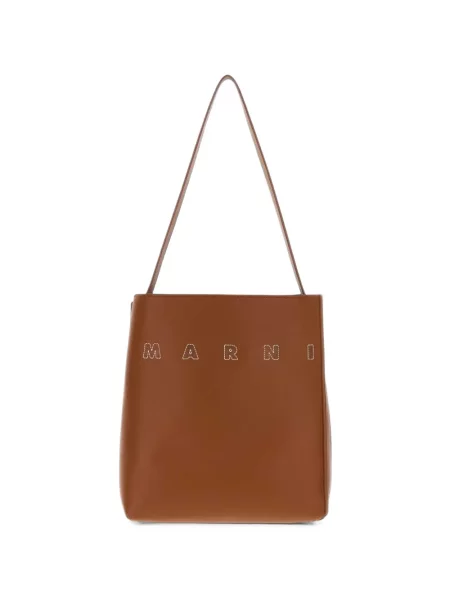 Geantă shopper Marni cu broderie maro