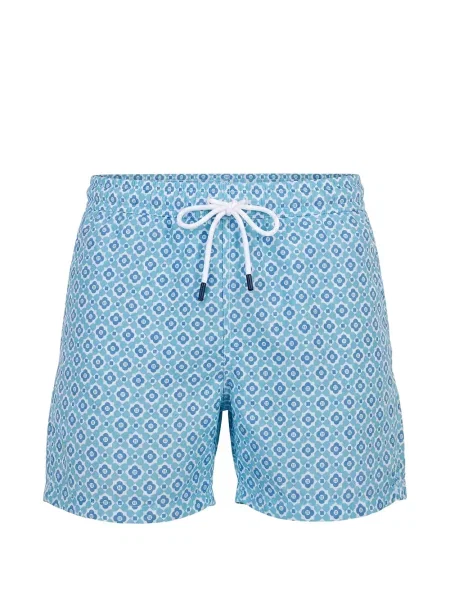 Slip de baie Fedeli cu imagine cu imprimeu geometric cu cordon albastru