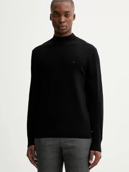 Вълнен пуловер Calvin Klein мъжки от лека материя черно