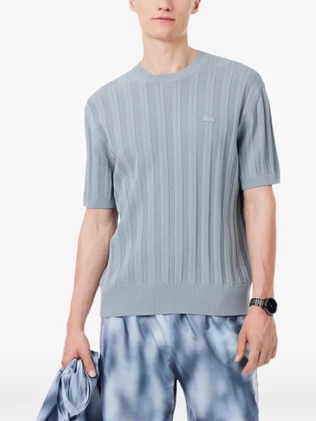 Tricou Lacoste cu broderie tricotate albastru