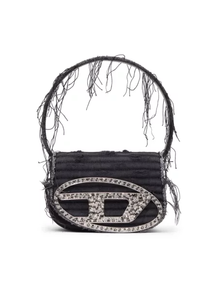 Torebka skórzana Diesel płócienna czarna