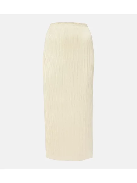 Fusta plisata Vince din satin plisată până la genunchi alb