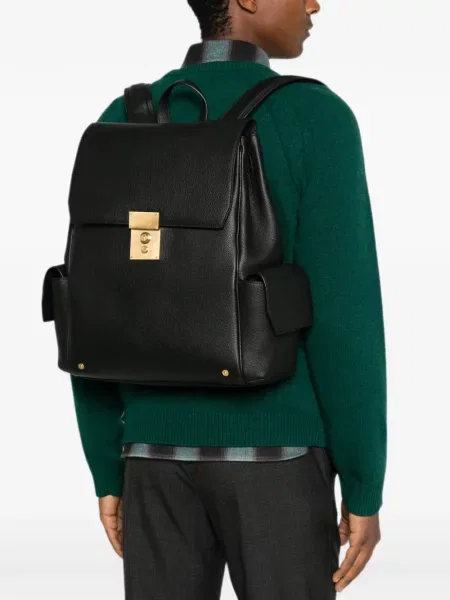 Rucsac Thom Browne din piele negru