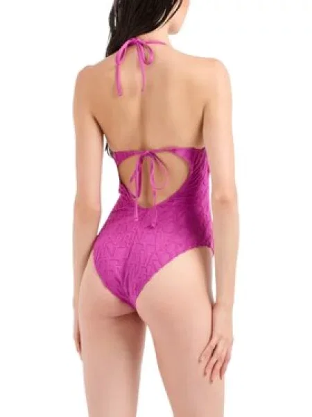 Emporio Armani Jednodílné plavky intero Emporio Armani jacquard 3D fialová