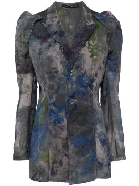 Marynarka Ys z nadrukiem w abstrakcyjne wzory szara