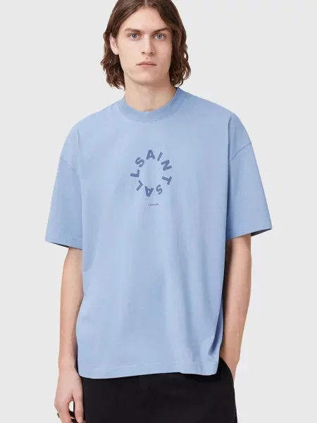 Тениска AllSaints TIERRA SS CREW с принт черно