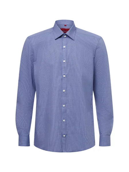Finshley & Harding Koszula łatwa w prasowaniu Mężczyźni Slim Fit w kratkę kołnierzyk kent 41 niebieski