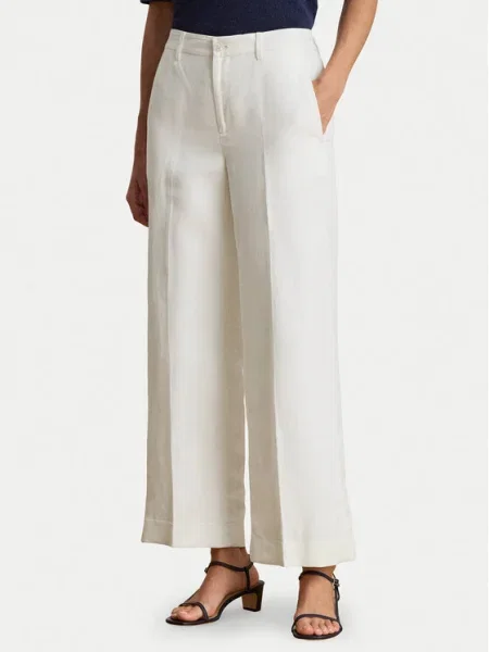 LAUREN RALPH LAUREN Szövet nadrág Wide Leg fehér