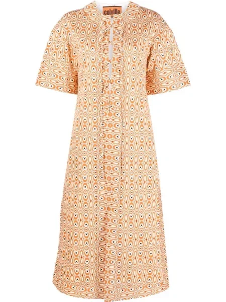 Rochie midi Colville cu șireturi din dantelă până la genunchi portocaliu