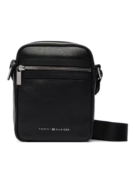 Tommy Hilfiger Geantă crossover Th Bus Leather Mini Reporter negru