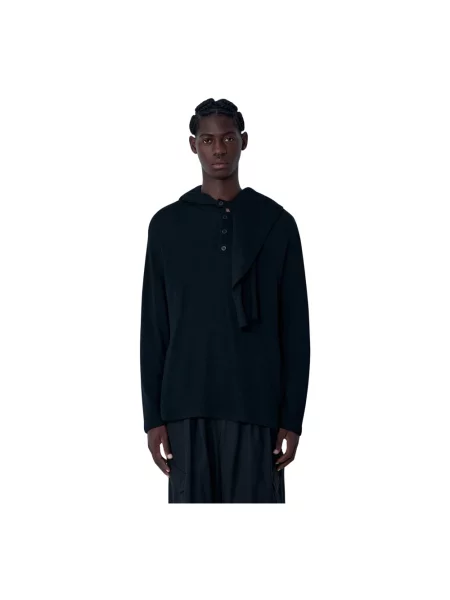 Sweter Yohji Yamamoto z kapturem czarny