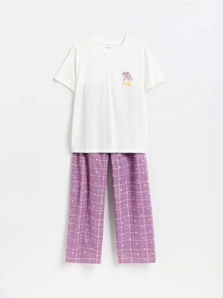 Reserved Set pijama din două piese cu imprimeu lavand