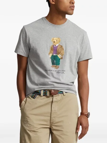 Tricou polo Polo Ralph Lauren cu glugă cu blană cu broderie roșu