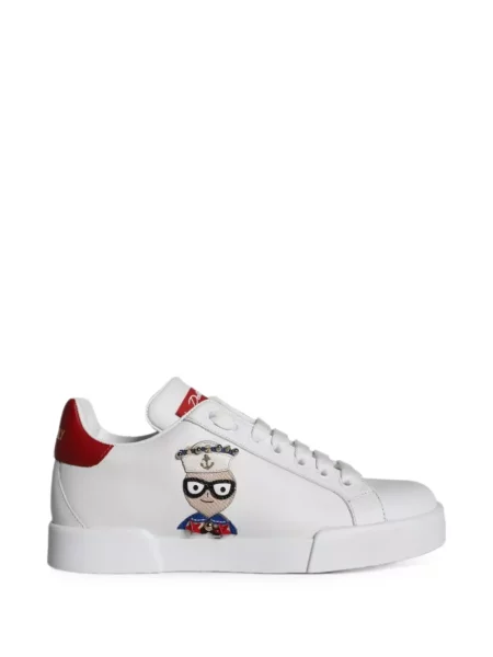 Sneakerși Dolce & Gabbana Portofino din piele cu aplicații alb