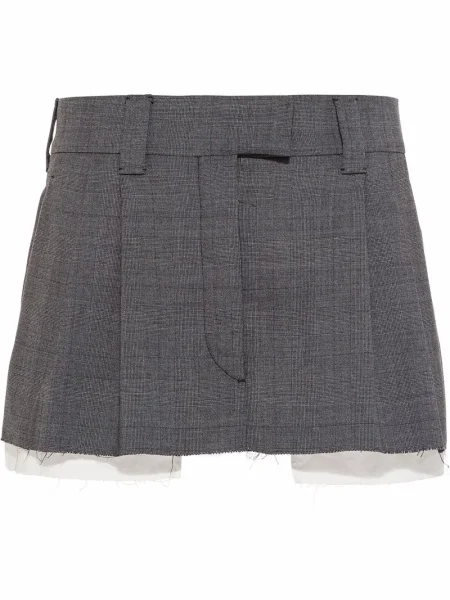 Fusta mini Miu Miu în carouri gri
