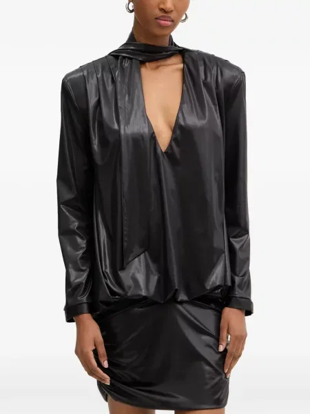 Rochie midi Haveone cu funde drapată negru
