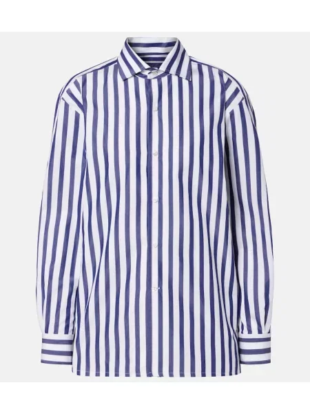 Cămașă Ralph Lauren Collection cu dungi din poplin albastru