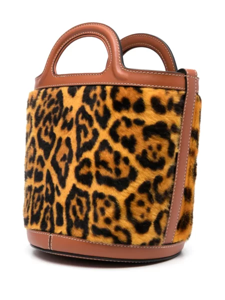 Geantă de mână Marni cu imagine cu model leopard maro