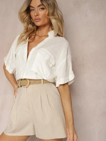 Pantaloni scurți Other cu talie înaltă bej