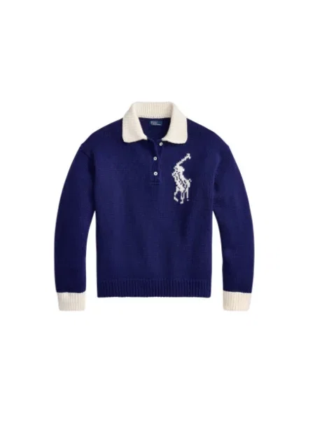 Polo Ralph Lauren WOOL RWS-SWEATER sweter wełniany niebieski