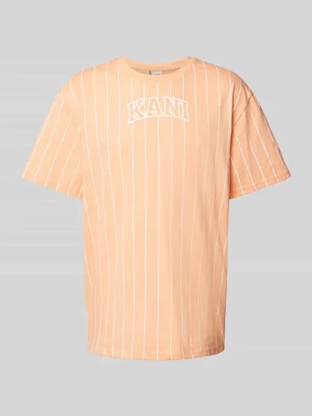 T-shirt ze wzorem w cienkie prążki Karl Kani pomarańczowa