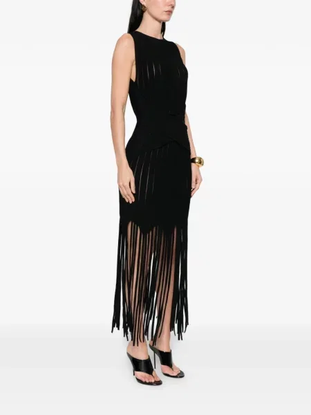 Κοστούμι μίνι μίνι φόρεμα Balmain με κρόσσια μαύρο