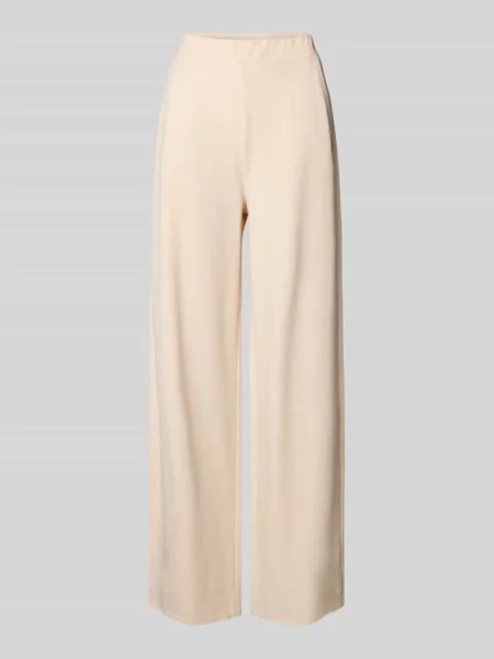 Spodnie z dżerseju o kroju relaxed fit z haftem w kształcie serca S.oliver Red Label beżowe